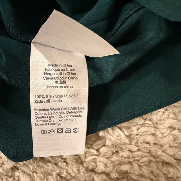 JCrew Deep green silk Ruffle Tie-Neck Blouse - Picture 3 of 4